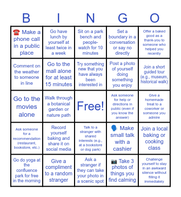 Therapy Bingo Card