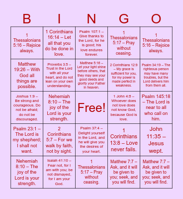BIBLE VERSES Bingo Card