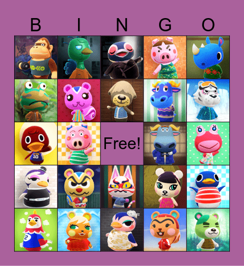 Animal Crossing Bingo Card