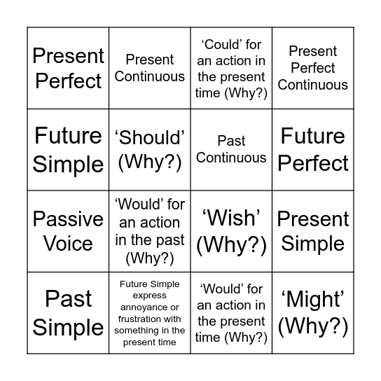 Dear Diary, (video) Bingo Card