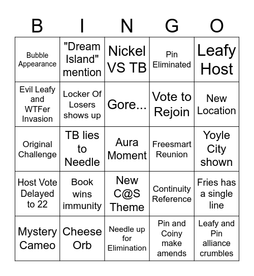 BFDIA 21 Bingo Card