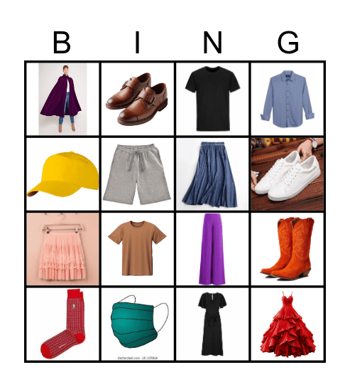 Colored Clothes Bingo Card