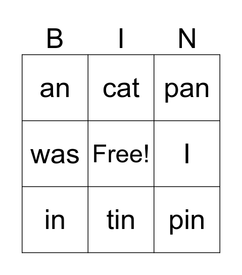 SATNIP blending bingo Card