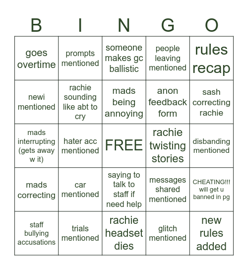 pg "what is this emergency meeting for?" Bingo Card