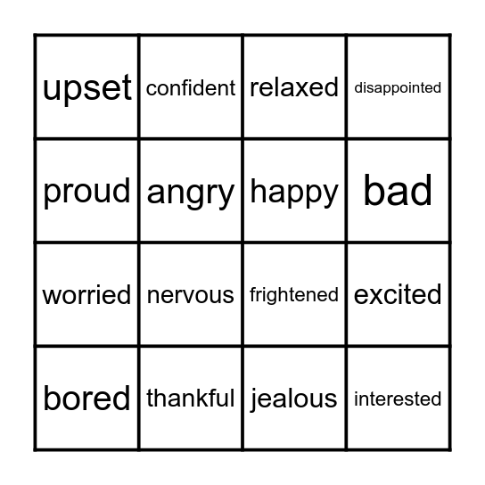 Adjectives + prepositions Bingo Card