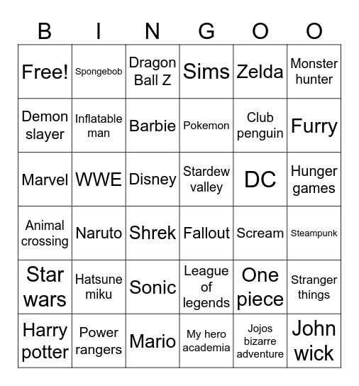 MCM Friday Bingo Card