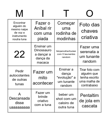 Bingo Misto Bingo Card