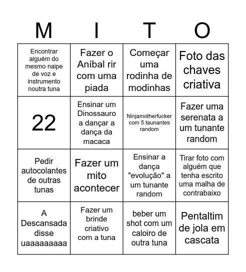 Bingo Misto Bingo Card