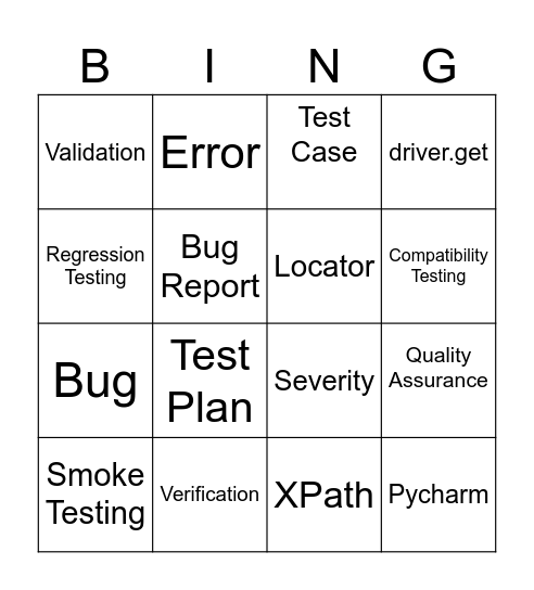 Quality Assurance Bingo Card