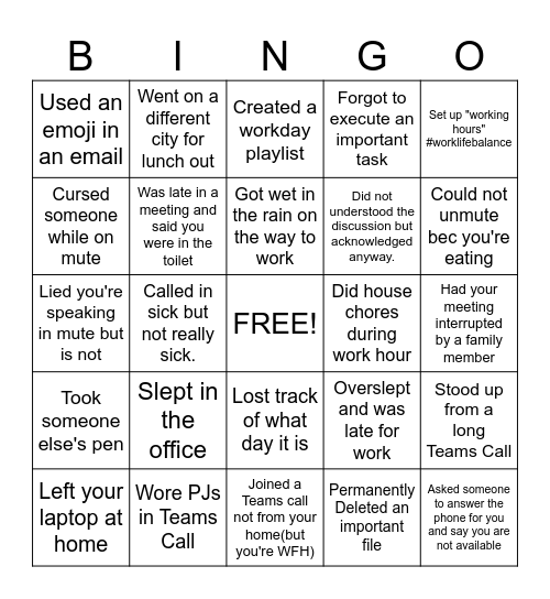 OFFICE Bingo Card
