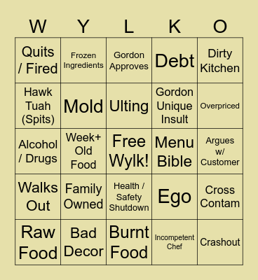 WI WI Wylk-O Bingo Card