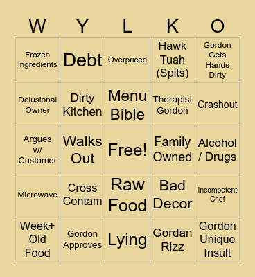 WI WI Wylk-O Bingo Card