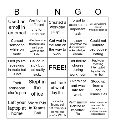 OFFICE Bingo Card