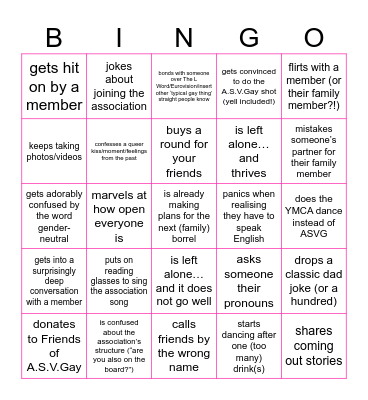 Family Borrel Bingo Card