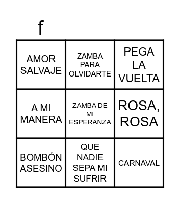 BINGO MUSICAL Bingo Card