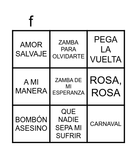 BINGO MUSICAL Bingo Card