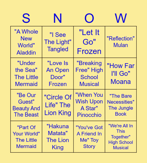 Emilie Bingo Card