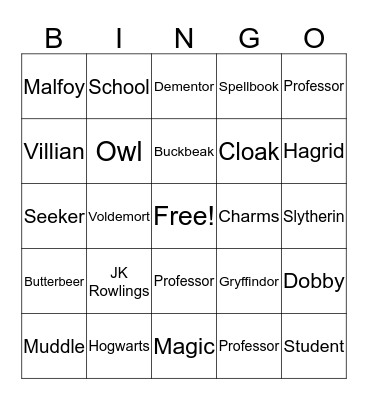 Halloween @ Hogarts Bingo Card
