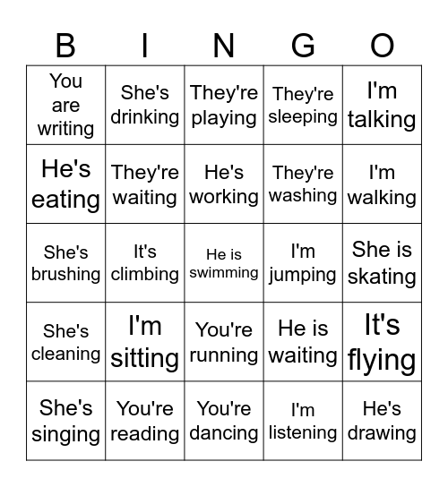 What are you doing? Bingo Card