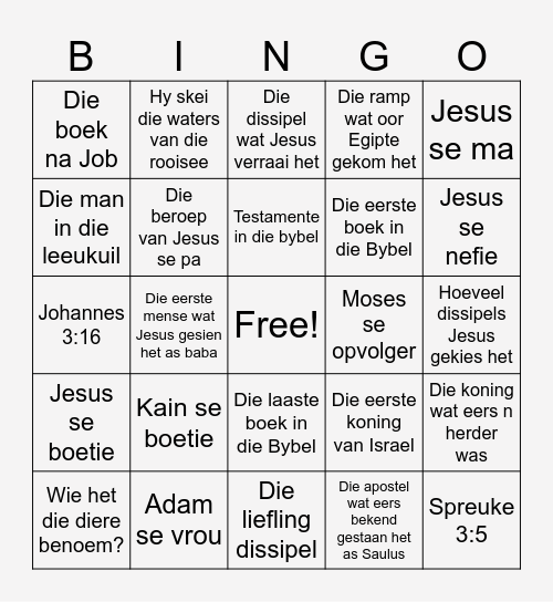 Bybel Bingo Card