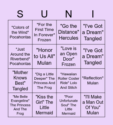 Miriam Bingo Card