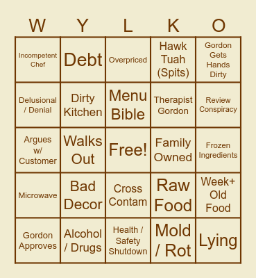 WI WI WYLK-O Bingo Card