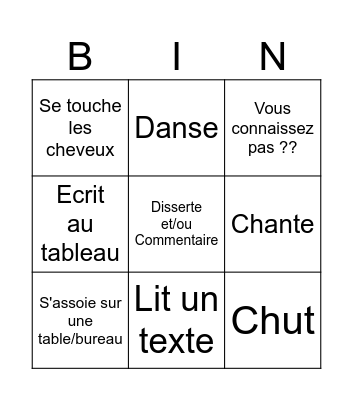 Bingo Morette Bingo Card