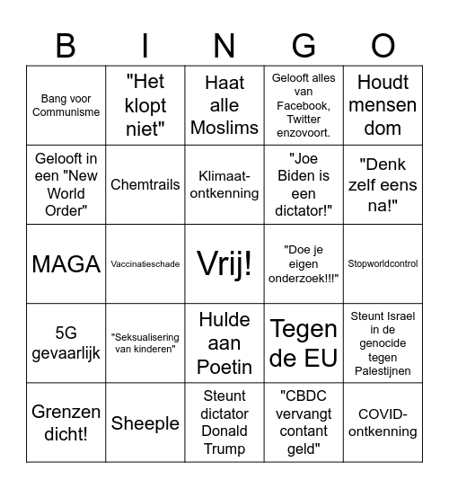 Complotdenkers Bingo Card