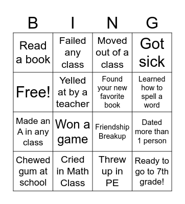 End of Year BINGO! Bingo Card