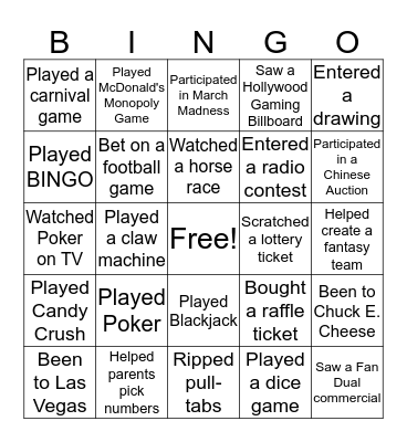 Gambling BINGO Card
