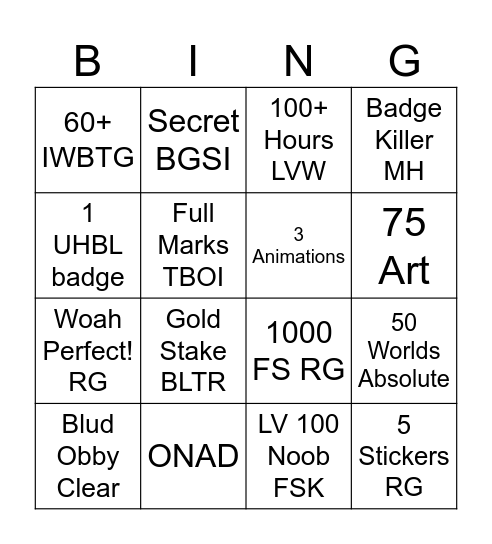 dan's year bingo Card
