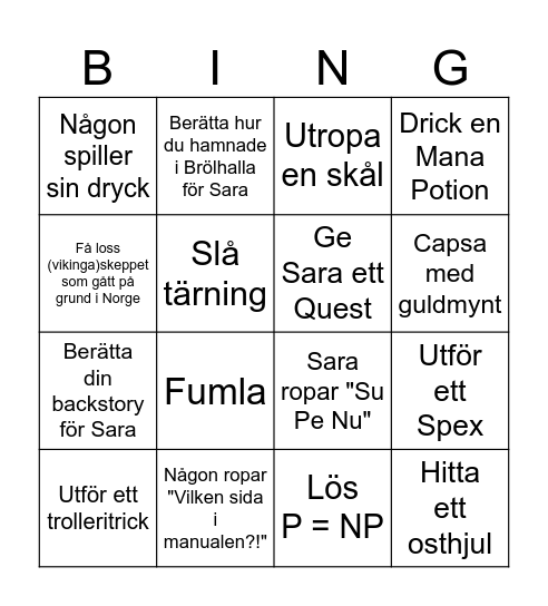 Wall- Bingo Card