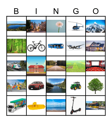 town, means of transport Bingo Card