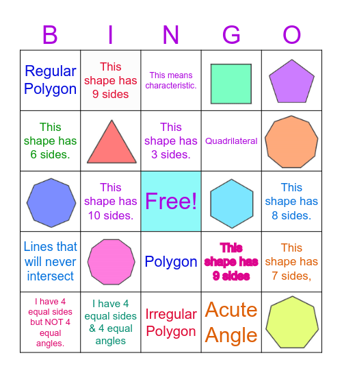 Polygon and Quadrilateral Bingo! Bingo Card