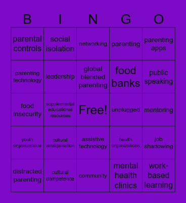 RWP Unit 8 Bingo Card Bingo Card