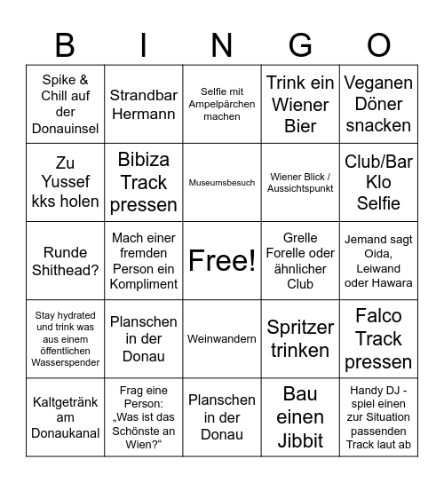 Vienna Bingo Card