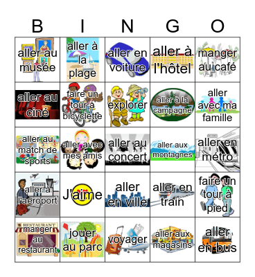 Allons-y En Vacances Bingo Card
