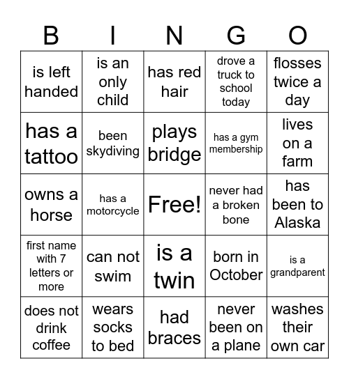 FISH Bingo Card