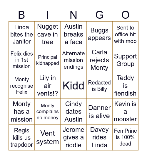 KG3 Bingo Card