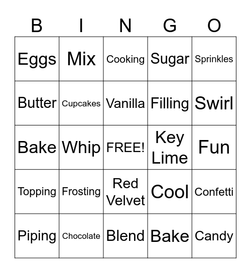Cupcakes Bingo Card