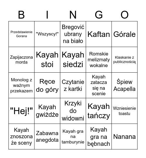 Kasia Szczot bingo Card