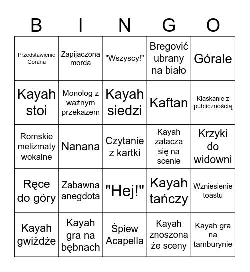 Kasia Szczot bingo Card