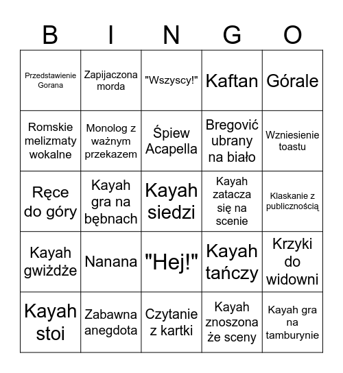 Kasia Szczot bingo Card