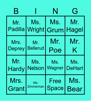 End Of The School Year Bingo Card