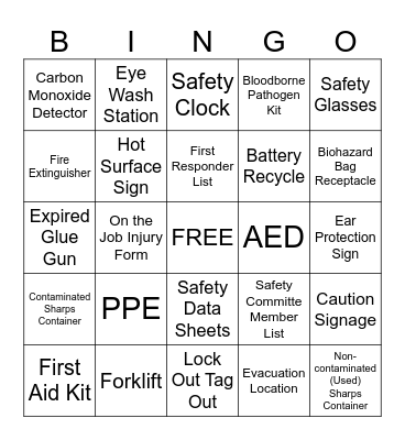 SAFETY WEEK Bingo Card