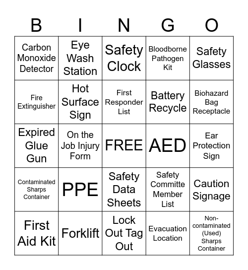 SAFETY WEEK Bingo Card