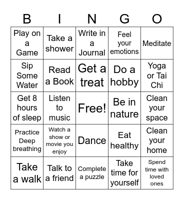 Acts of Self-Care Bingo Card