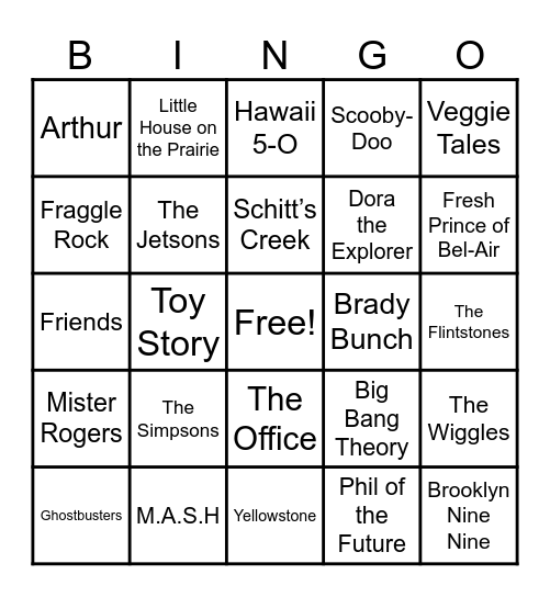 📺 Theme Songs 📺 Bingo Card