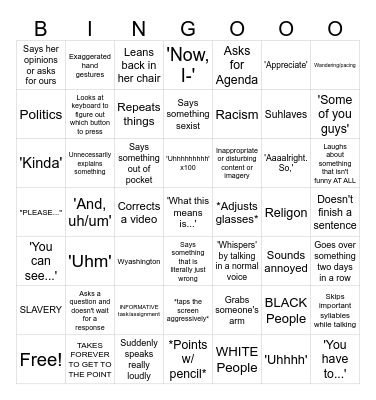 Mrs. Davidson's Common Habits Bingo Card