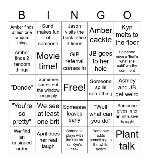 Office Bingo Card